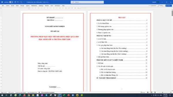 Số 2. Phương pháp dạy một tiết Reading hiệu quả cho học sinh lớp 11 trường ABC